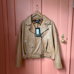 Badgley Mischka Tan Leather Jacket NWT